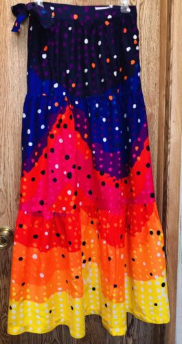 Vintage 70s Alice of California Hippie Polka Dot Flounce Maxi Hostess Skirt S - Fresh Stock Dated February 2026