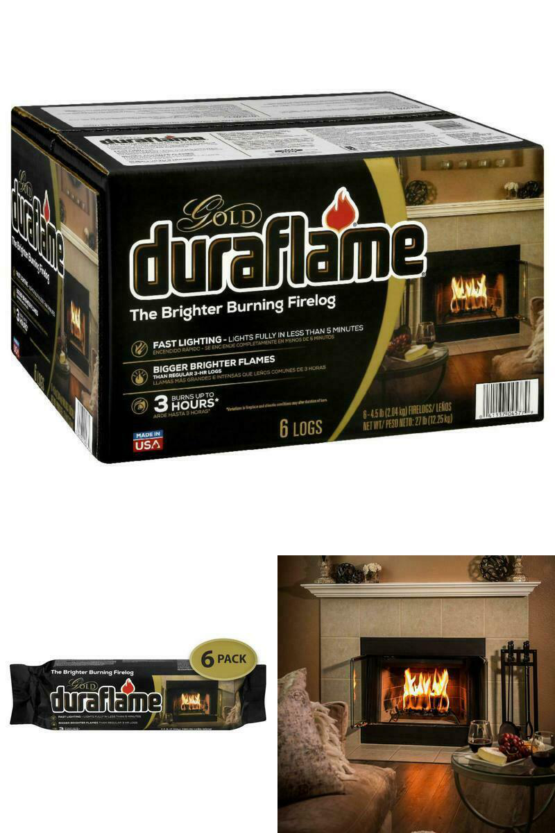 Duraflame Fire Logs 6 Pack - 4.5lb Bright Burning 3 Hour Burn Time Fast Lighting - Fresh Stock Dated December 2025