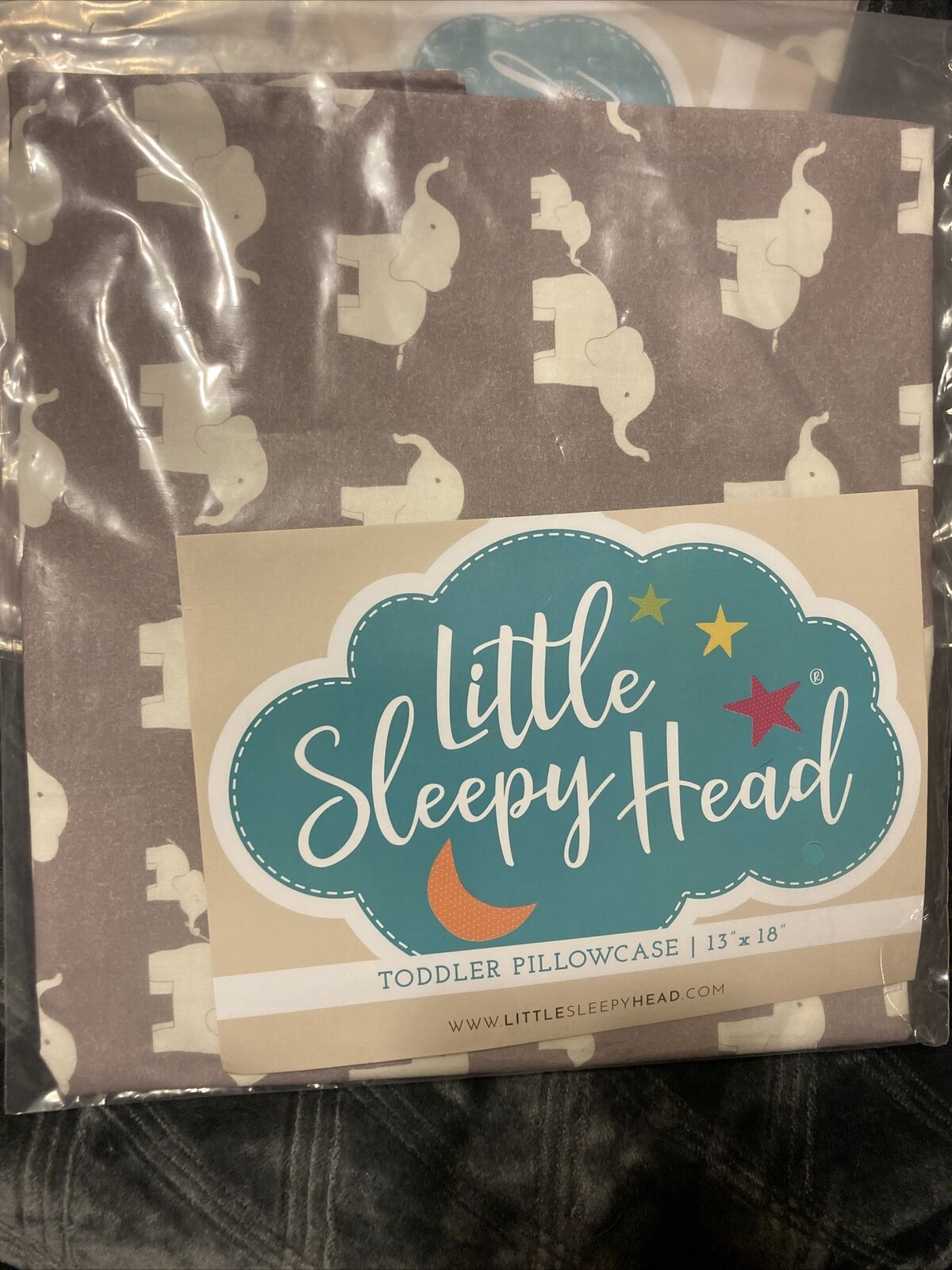 Lot Of 2-GRAY/WHITE ELEPHANTS- Little Sleepy Head Toddler Pillow Case 13