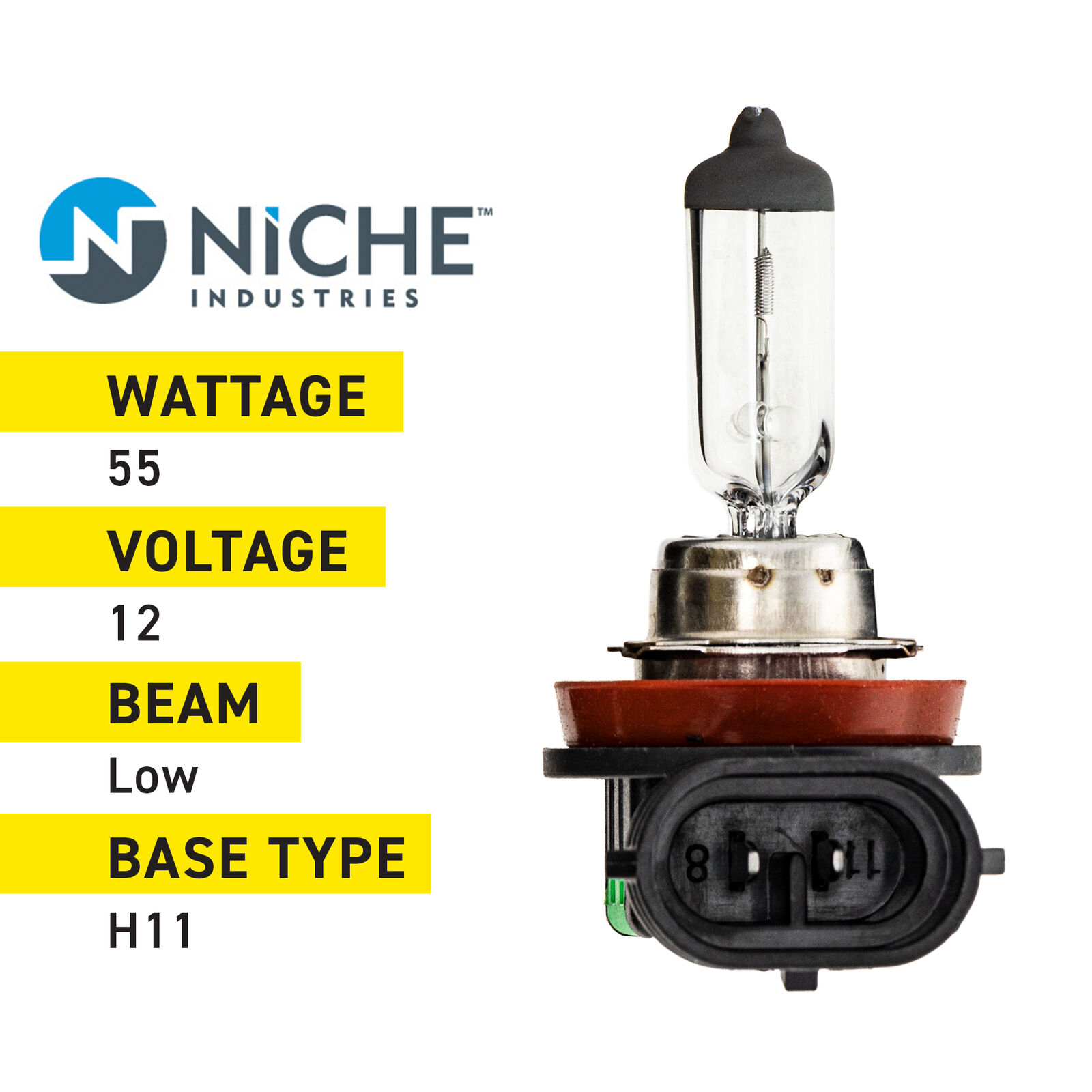 NICHE H11 Headlight Bulb for Suzuki GSXR 600 750 Kawasaki Ninja ZX6R KTM - Fresh Stock Dated February 2026