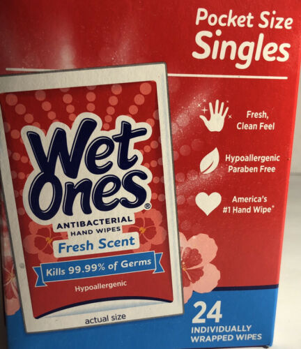 Wet Ones Wipes Fresh Scent Hand Wipes 1ea 24 Count Singles-SHIPS SAME BUS DAY - Fresh Stock Dated February 2026