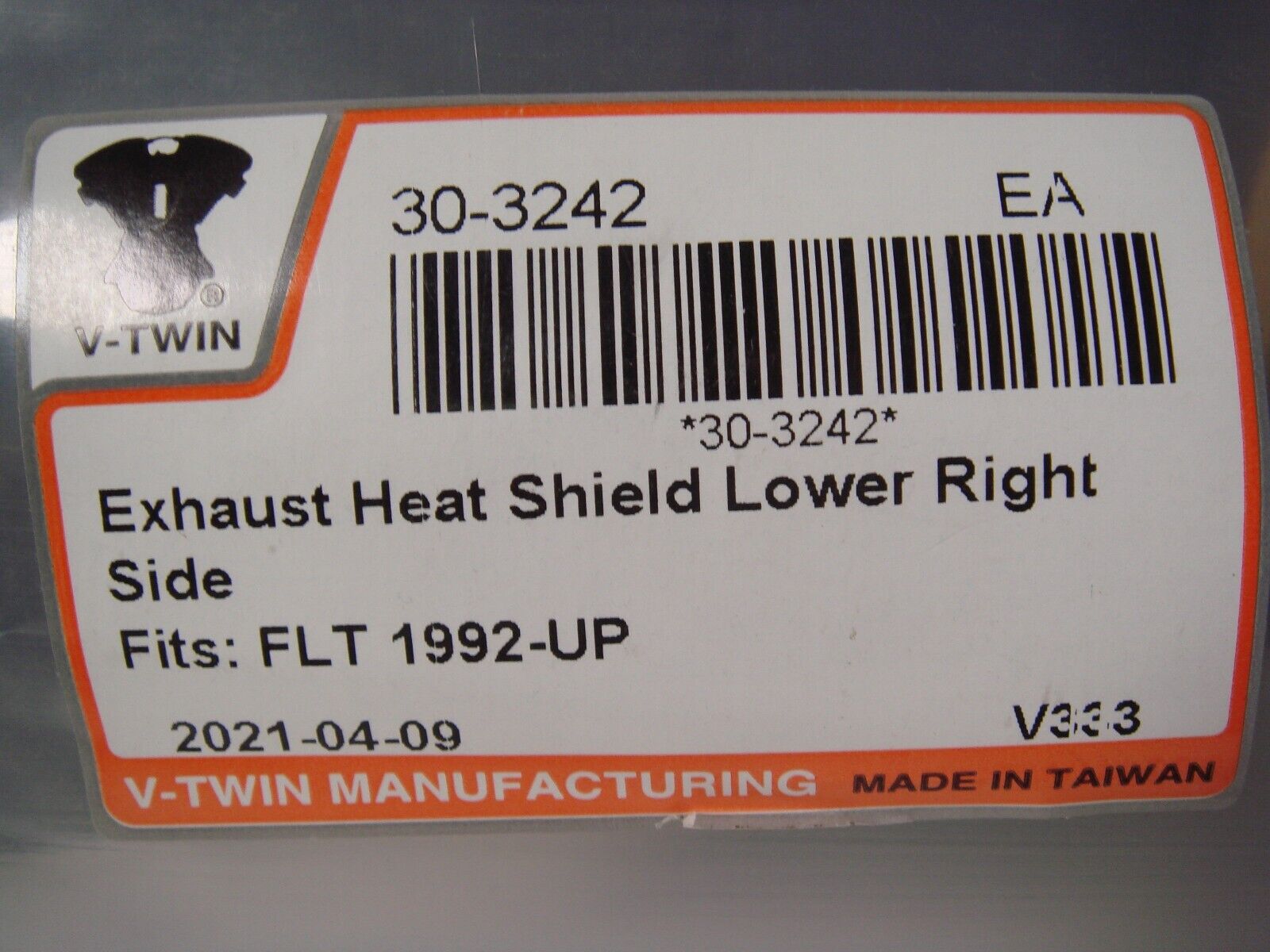 Exhaust Heat Shield Harley FLT V-Twin 30-3242 Lower Right 1992-2016 65634-92A T7 - Fresh Stock Dated February 2026