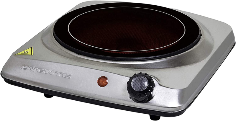Ovente Electric Glass Infrared Burner 7 Inch Single Hot Plate 1000 Watt Portable - Fresh Stock Dated December 2025