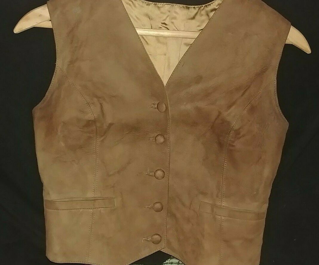 60's Vintage Mod suede leather vest  & mini skirt set;  Custom made Size Small - Fresh Stock Dated March 2026