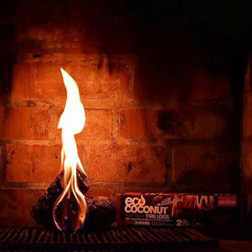 ECO Coconut Natural Fire Log, 1 Hour Burn time, Extra Long Duration, 6-logs - Fresh Stock Dated December 2025