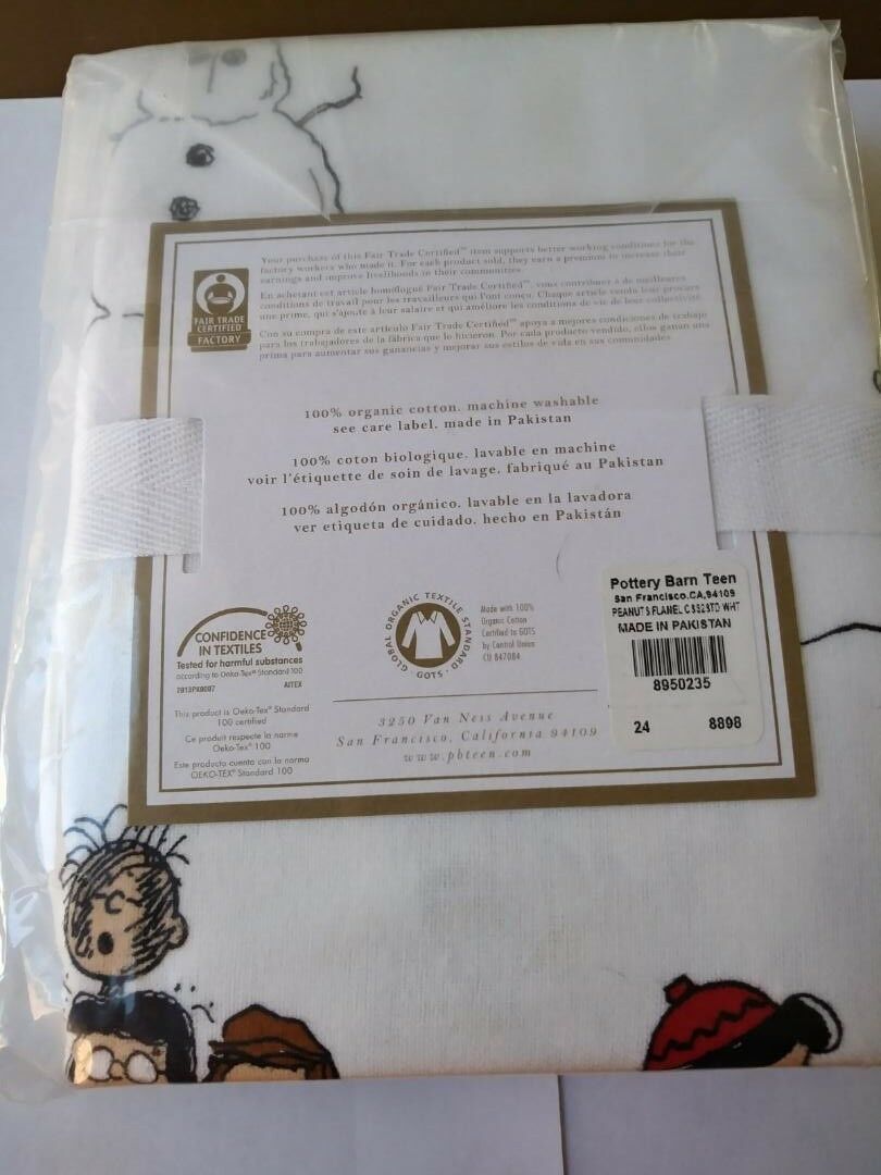 Pottery Barn SET 2 ORGANIC Snoopy Peanuts pillowcase dog Holiday Christmas GIFT - Fresh Stock Dated December 2025