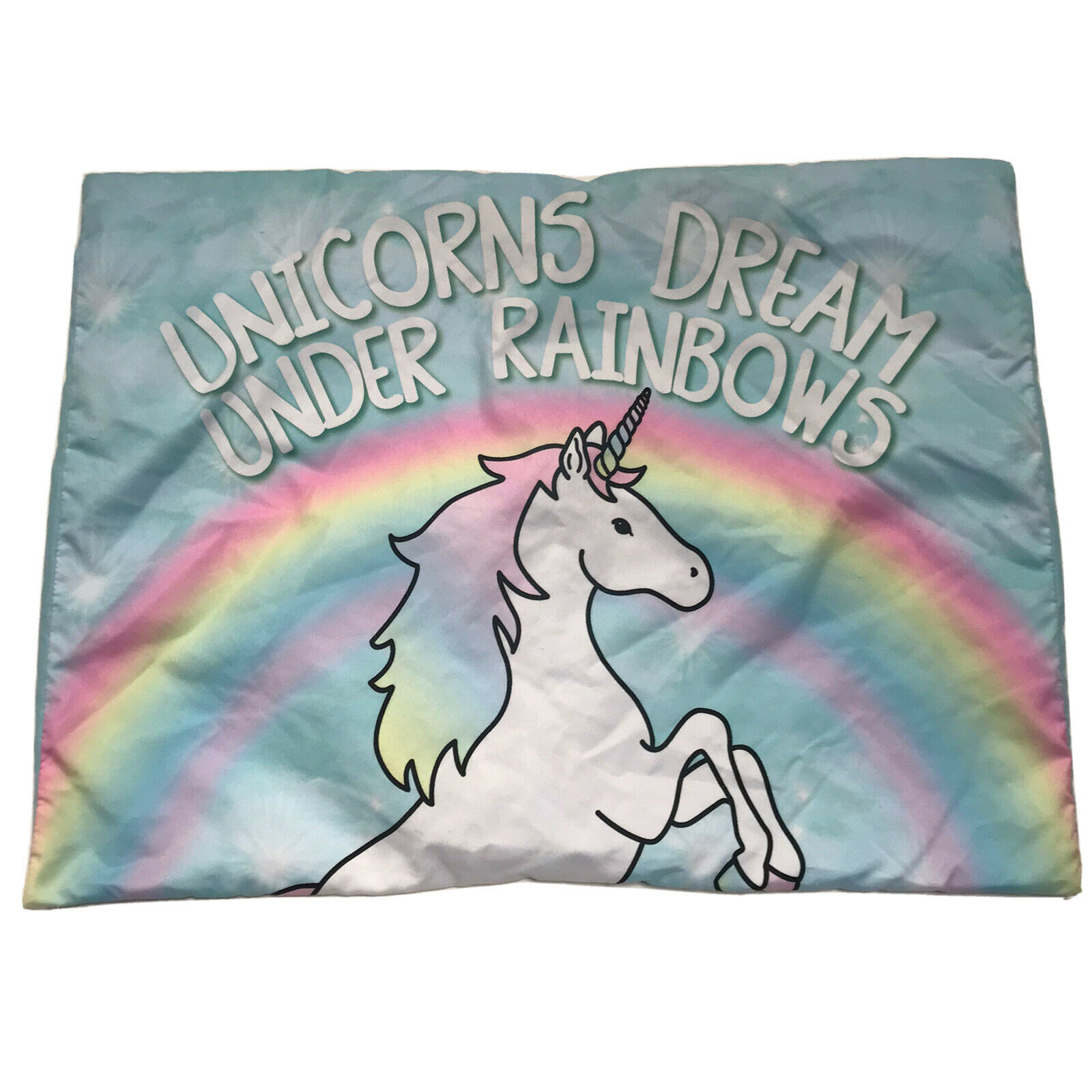 Girls Justice Unicorn Bedding Pillowcase Rainbow Tie Dye Galaxy Lot Blue Sham - Fresh Stock Dated December 2025