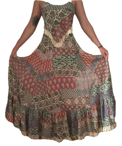 Vtg 70’s J.M. Tattoo Of California~Dress Kerchief Top Maxi Skirt 4/6 Hippie Rare - Fresh Stock Dated February 2026