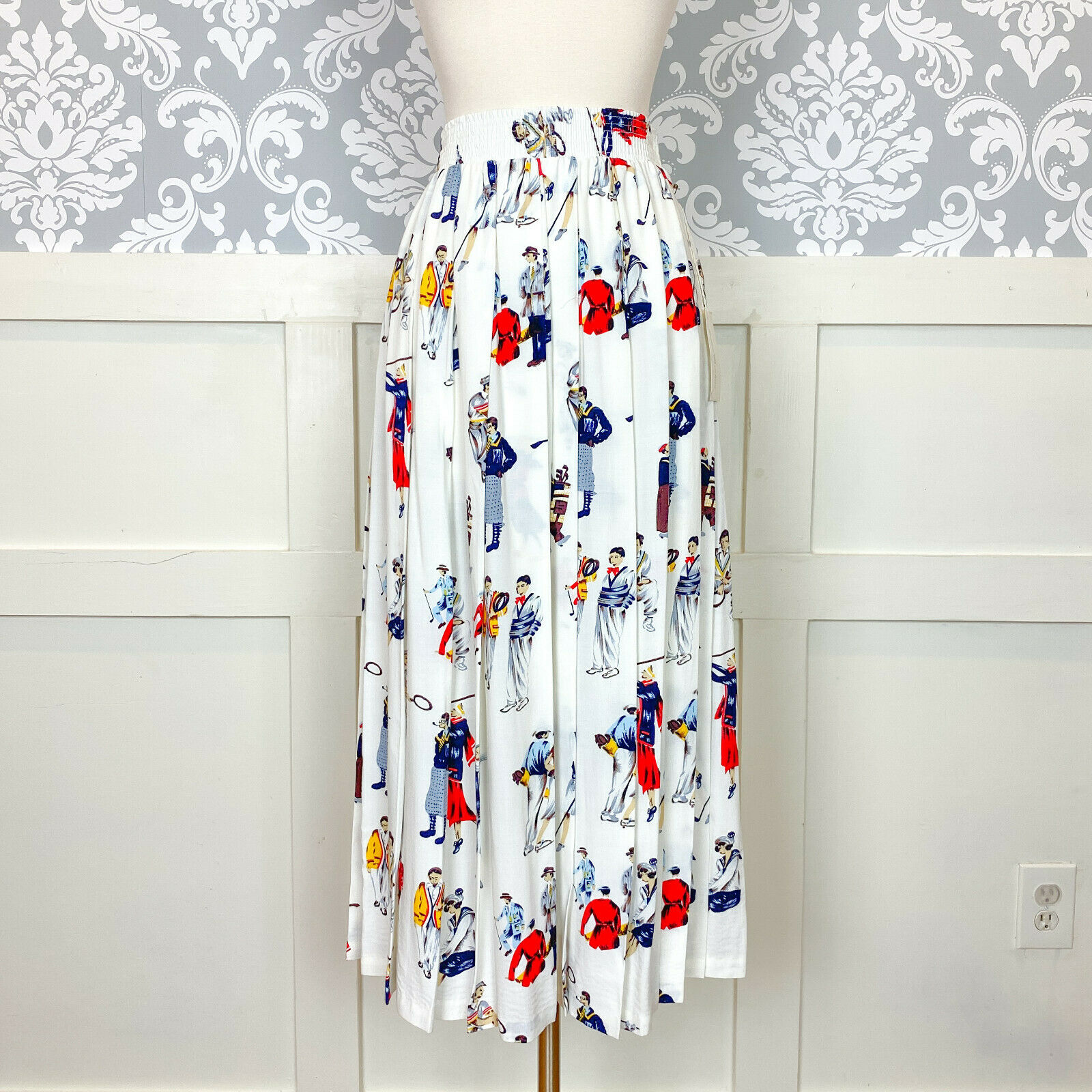 1980s Vintage Novelty Golf Print Circle Midi Skirt Size Small/Medium - Fresh Stock Dated February 2026