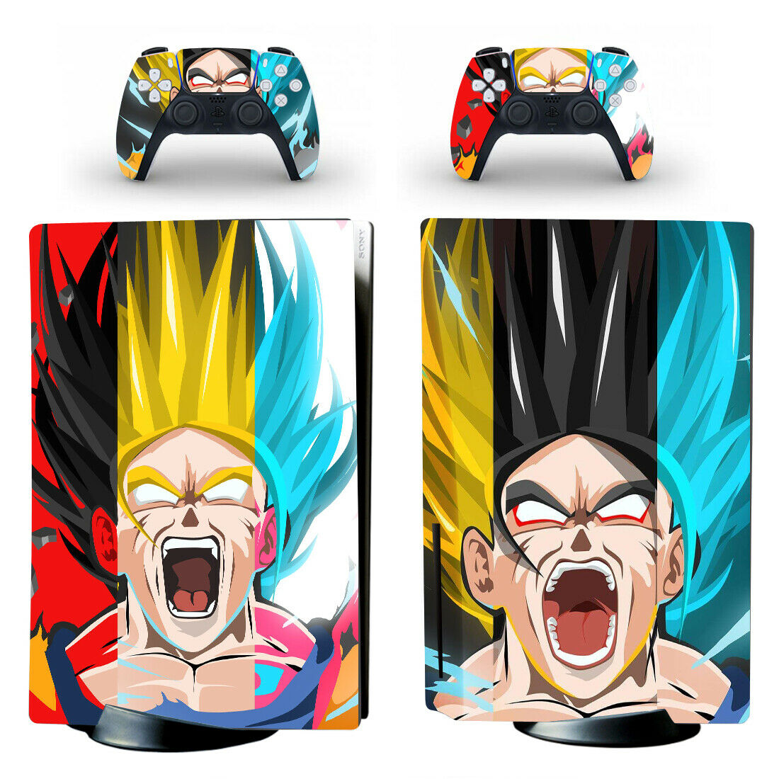 PS5 Standard Disc Console Remote Skin Decal Stickers Dragon Ball Blue Super Goku - Fresh Stock Dated December 2025