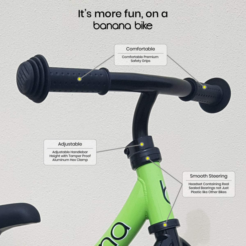 Banana Bike LT Lightweight Balance Kids 2 3 4 Year Olds Green Quick Release Seat - Fresh Stock Dated February 2026
