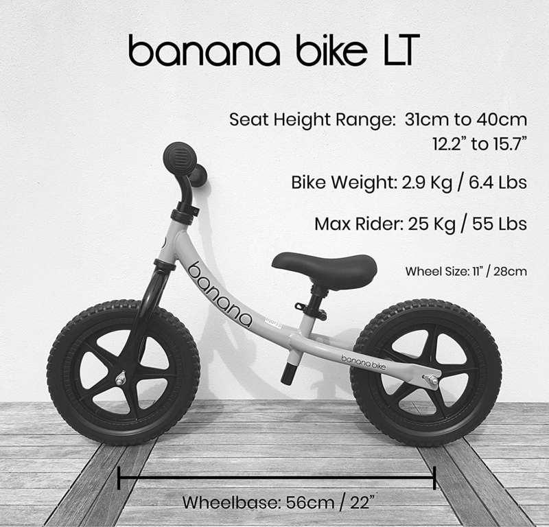 Banana Bike LT Lightweight Balance Kids 2 3 4 Year Olds Green Quick Release Seat - Fresh Stock Dated February 2026