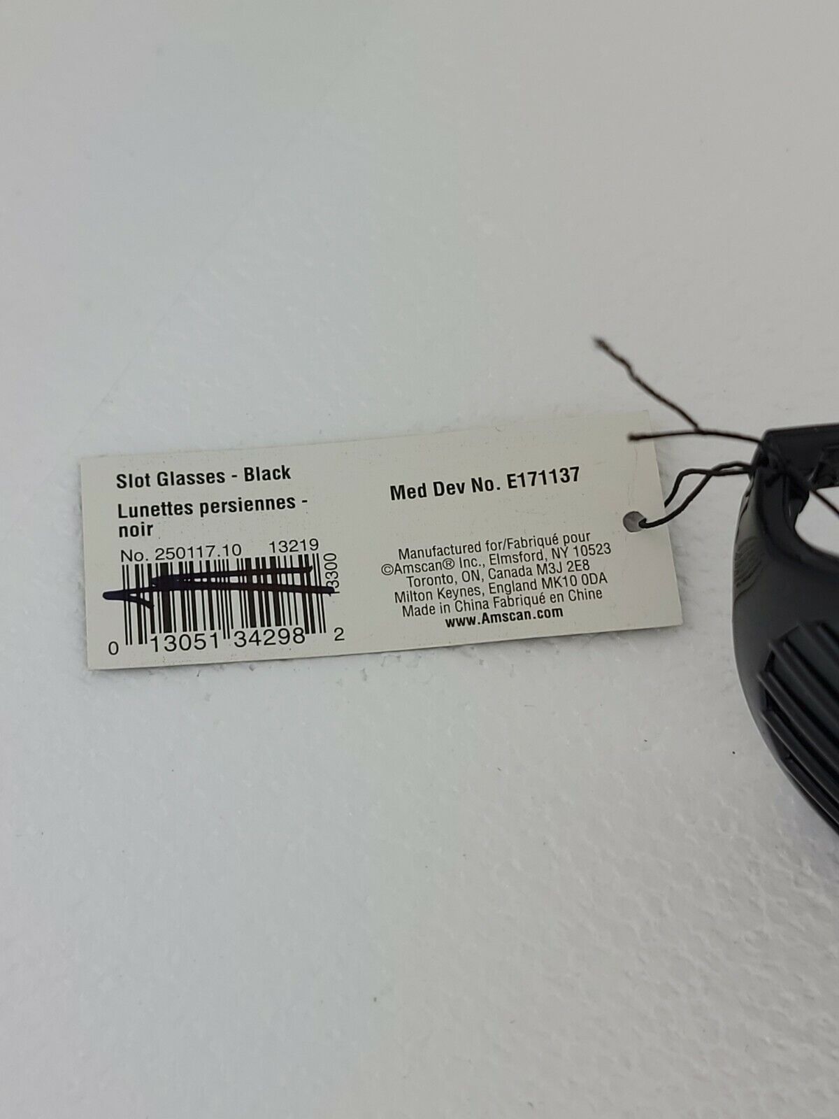 New Amscan Shutter Shades Black 80's Retro Slot Glasses Costume Accessory - Fresh Stock Dated February 2026