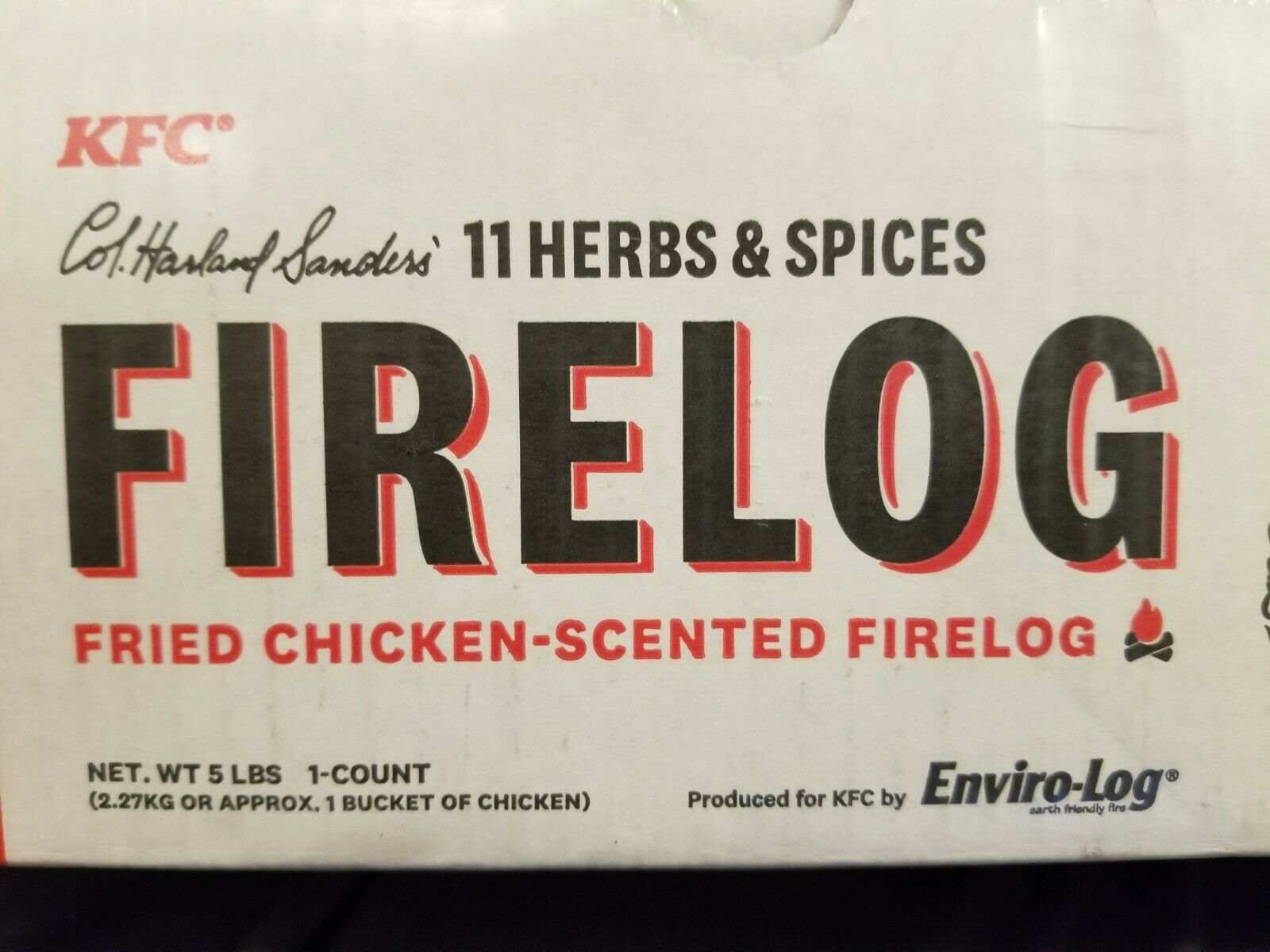 KFC Col Sanders 11 Herbs & Spices Firelog Limited-Edition - Fresh Stock Dated December 2025