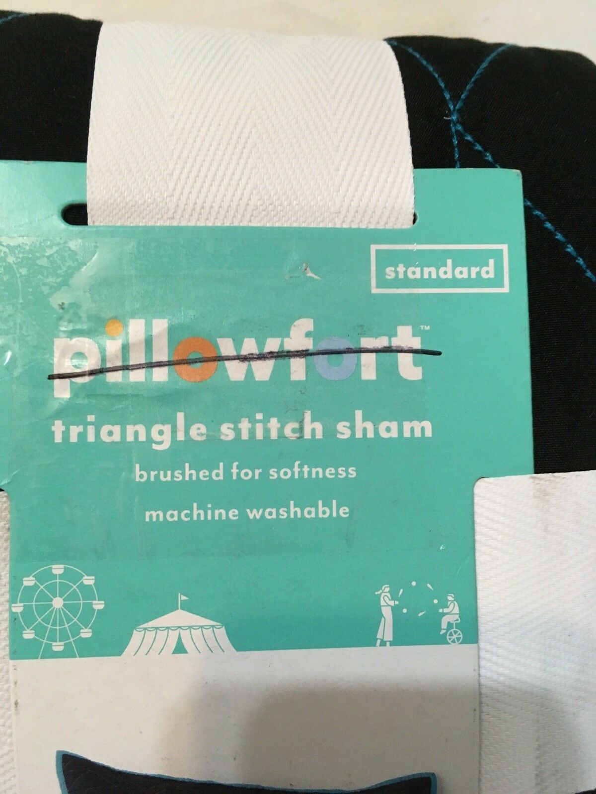 Pillowfort Triangle Stitch Sham black blue kids bedding new - Fresh Stock Dated December 2025