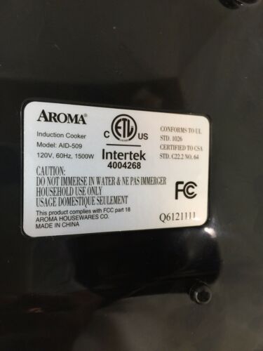 AROMA INDUCTION COOK TOP COOKWARE AID-509 1500 WATTS - Fresh Stock Dated December 2025
