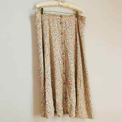 Vintage Buttoned Front Wacky Floral Neutral Midi Maxi Skirt Sz L XL - Fresh Stock Dated February 2026