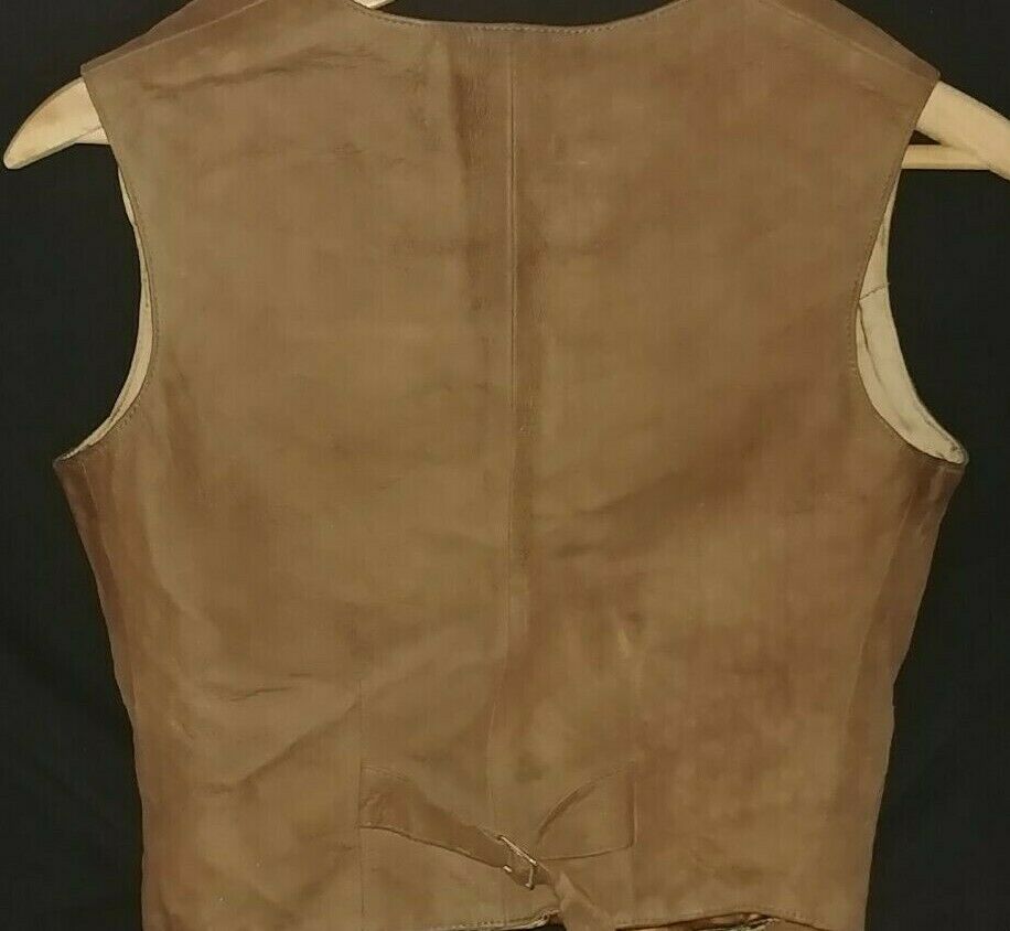 60's Vintage Mod suede leather vest  & mini skirt set;  Custom made Size Small - Fresh Stock Dated March 2026