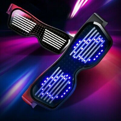 LED Magic Bluetooth Party Flashing Glasses APP Control Luminous USB Glasses - Fresh Stock Dated December 2025