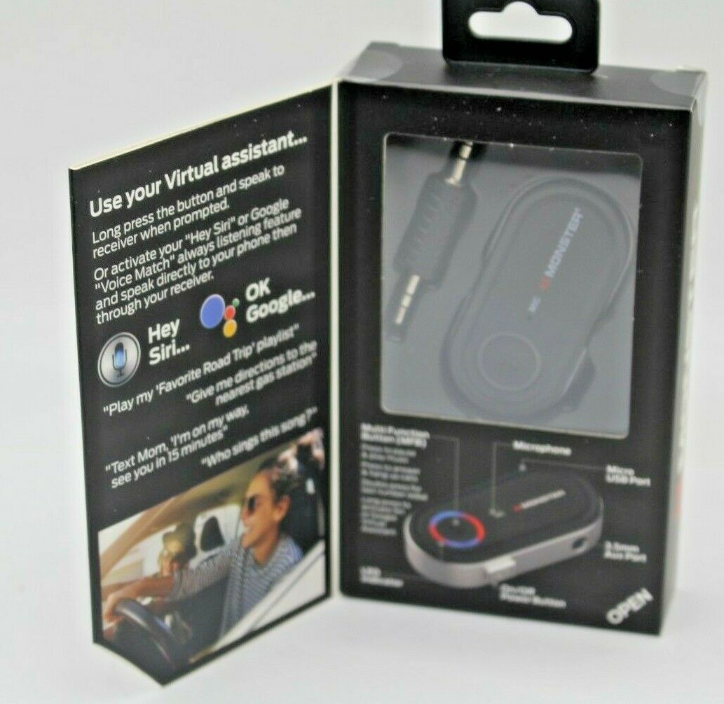 MONSTER Bluetooth AUDIO RECIEVER w/ Google & Siri Virtual Assistant BT 4.2 NEW - Fresh Stock Dated February 2026