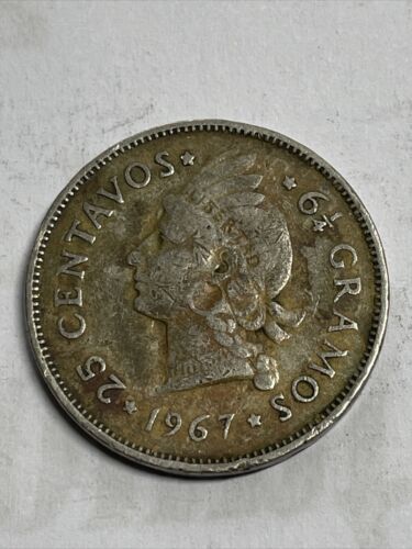 1967 DOMINICAN REPUBLIC 25 CENTAVOS COIN Item Box F - Fresh Stock Dated December 2025