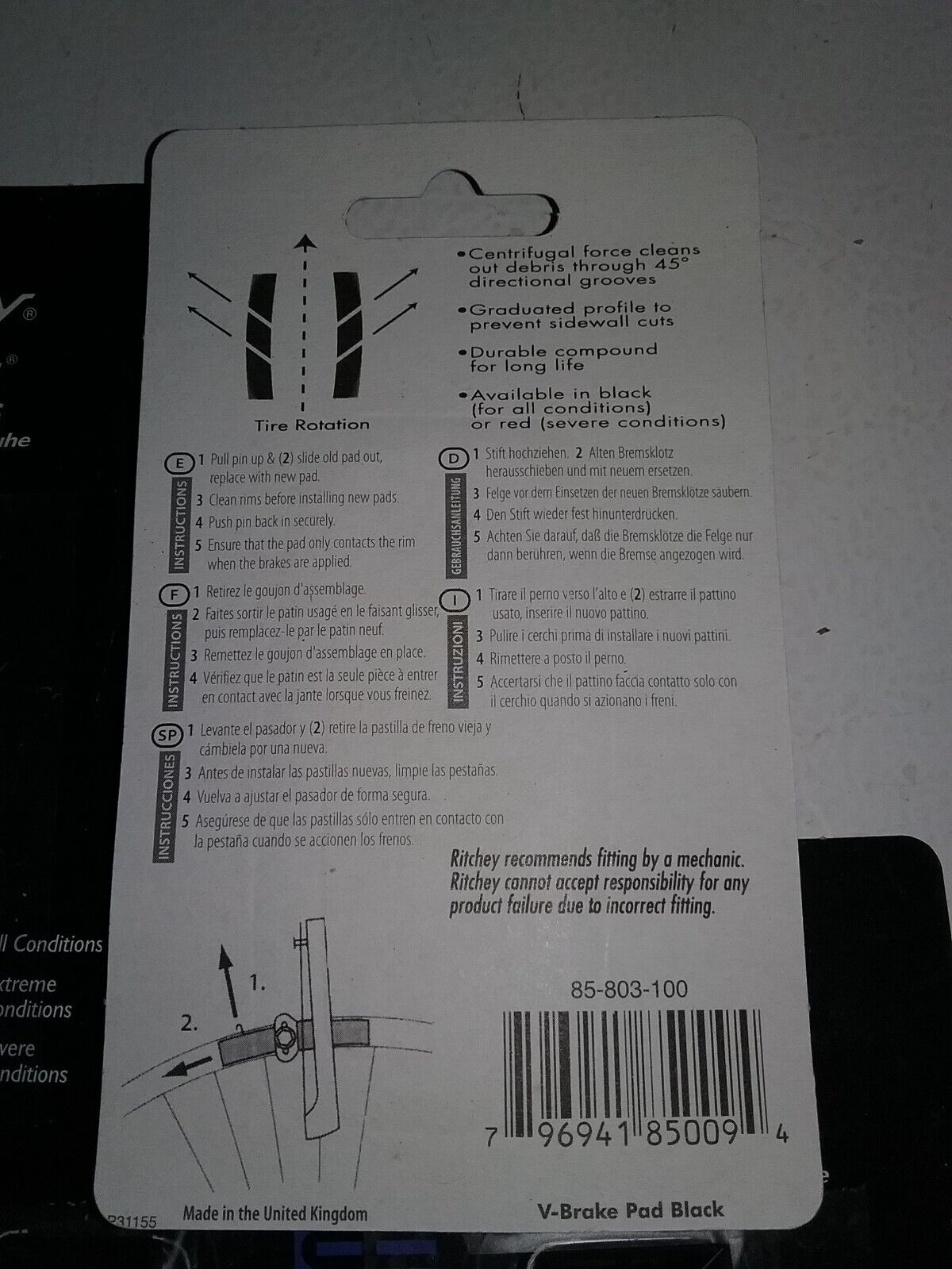 5 Pair Ritchey Superlogic V-Brake Pads Black All Conditions Linear Cartridge NEW - Fresh Stock Dated February 2026
