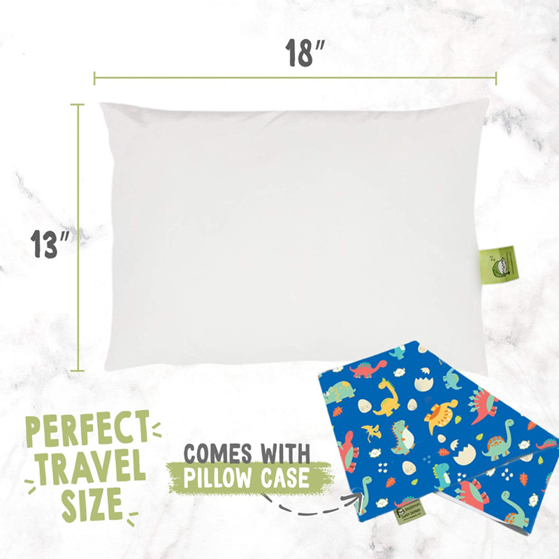 Toddler Pillow with Pillowcase - 13X18 Soft Organic Cotton Baby Pillows for Slee - Fresh Stock Dated December 2025
