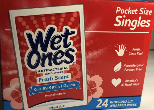 Wet Ones Wipes Fresh Scent Hand Wipes 1ea 24 Count Singles-SHIPS SAME BUS DAY - Fresh Stock Dated February 2026