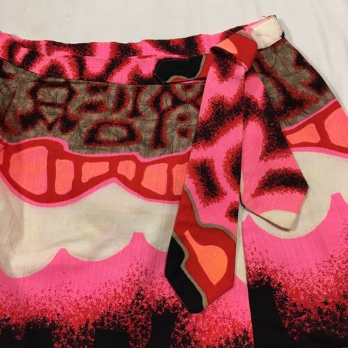 Vintage 60s Abstract Pink Brown White Long Wrap Skirt - Fresh Stock Dated December 2025