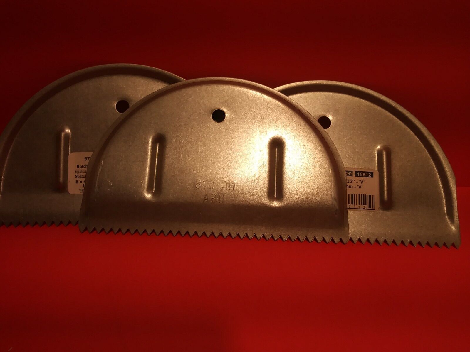 3 Notched Spreaders 3/16 x 5/32 Spatula 6 x 4 #978 #15812 QLT  Lot Of Three F.S. - Fresh Stock Dated February 2026