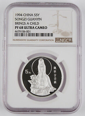 1994 China Silver 5 Yuan Guanyin 4 Coin Proof Set NGC 2x PF69 2x PF68 -Very Rare - Fresh Stock Dated February 2026