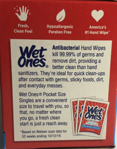 Wet Ones Wipes Fresh Scent Hand Wipes 1ea 24 Count Singles-SHIPS SAME BUS DAY - Fresh Stock Dated February 2026