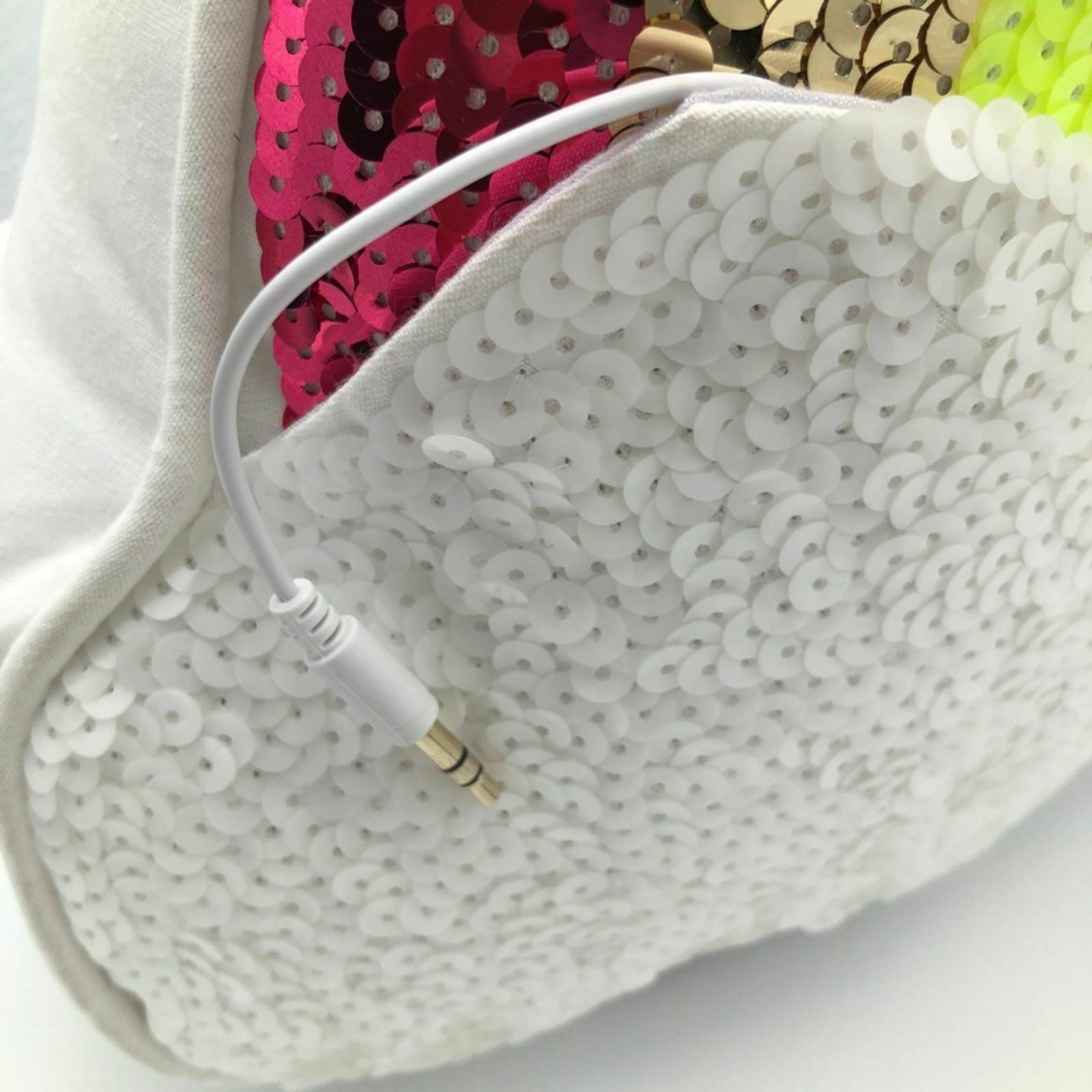 PB Teen Pottery Barn Teen Plush Rocking Rainbow Sequin Pillow Speakers Aux Cord - Fresh Stock Dated December 2025