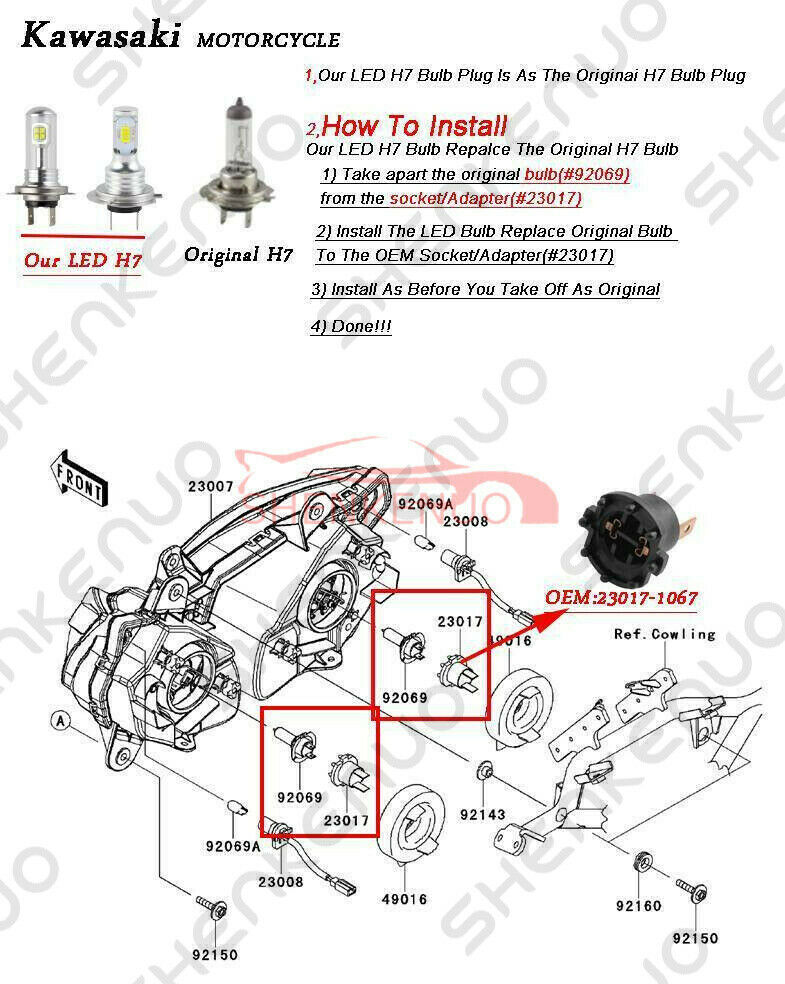 For Honda Goldwing GL1800 2001-2016 White Projector Lens 16 LED Headlight Bulbs - Fresh Stock Dated February 2026