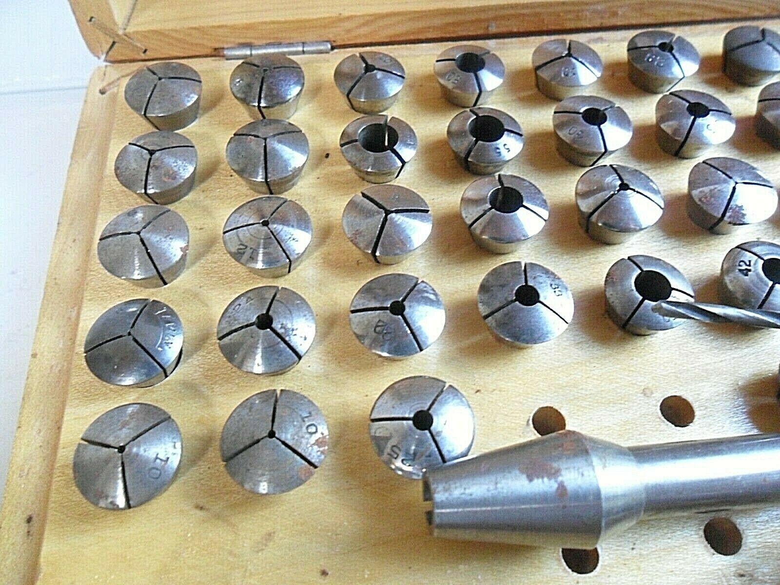 HTF Boley Lathe Collets Watch Maker Tool Set w/ Wooden Box Watchmaker 50+ Pieces - Fresh Stock Dated December 2025