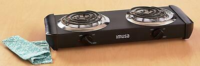 IMUSA USA GAU-80306 Electric Double Burner 1500-Watts , Black - Fresh Stock Dated February 2026
