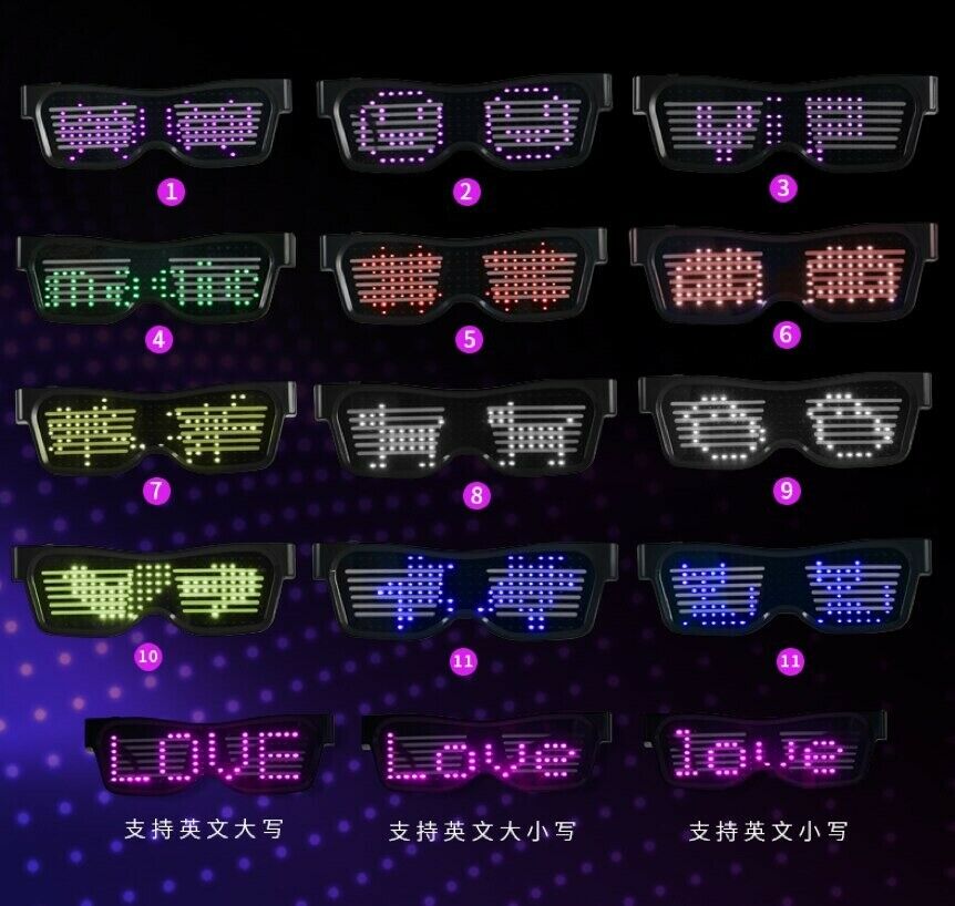 6 Colors Magic Led Eye Glasses Bluetooth App Control DIY Led Glasses - Fresh Stock Dated February 2026