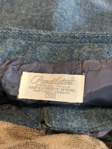 Vintage 1960s Womens Pendleton Blue Wool A-Line Secretary Style Skirt Lined 00/0 - Fresh Stock Dated March 2026