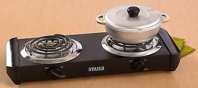 IMUSA USA GAU-80306 Electric Double Burner 1500-Watts , Black - Fresh Stock Dated February 2026
