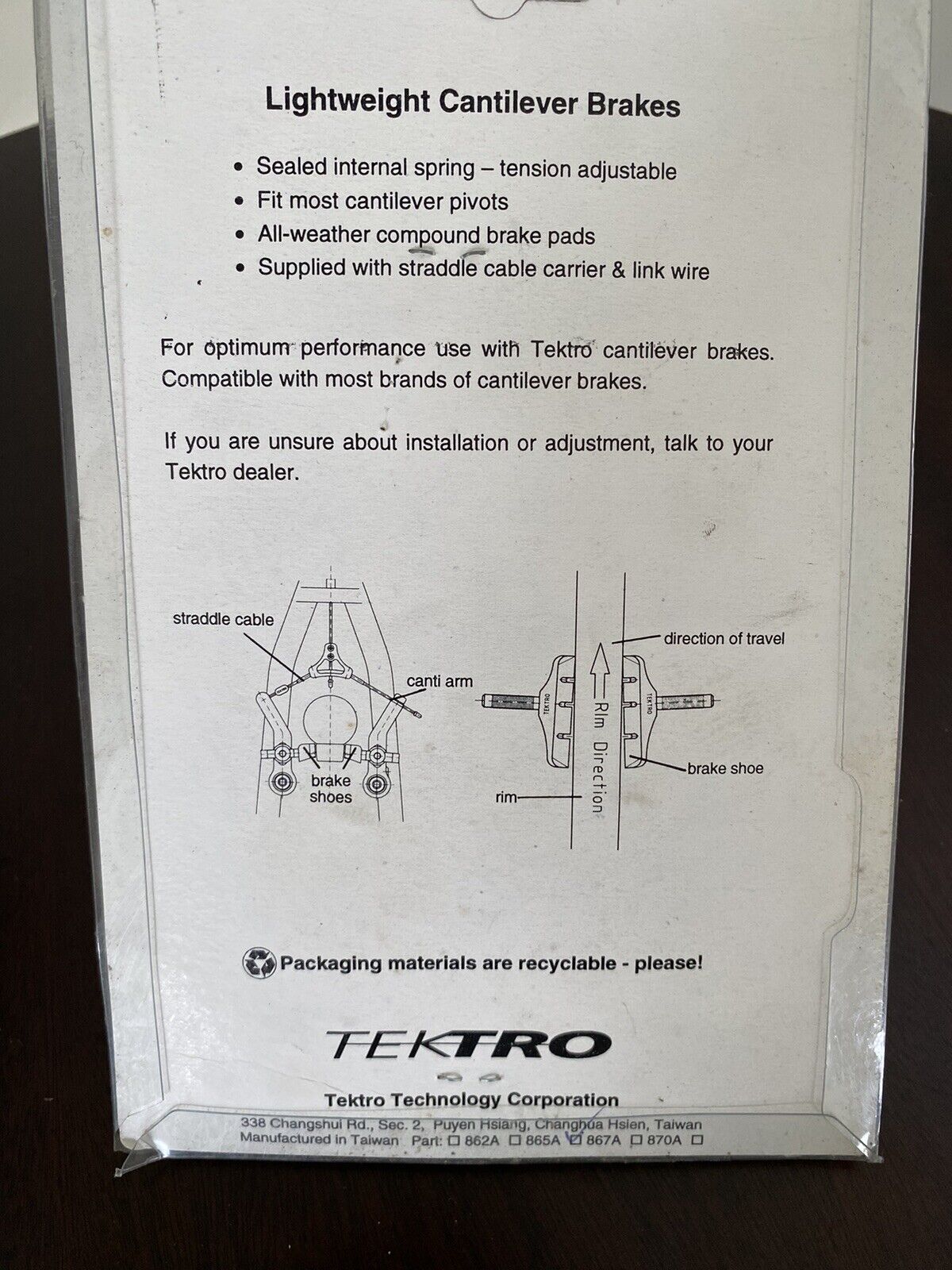 Tektro Lightweight Cantilever Brakes Low profile Forged alloy 6061 - Fresh Stock Dated February 2026