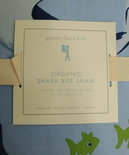 Pottery Barn Kids Organic Shark Bite Sham Standard Blue Beach New (#116) - Fresh Stock Dated December 2025