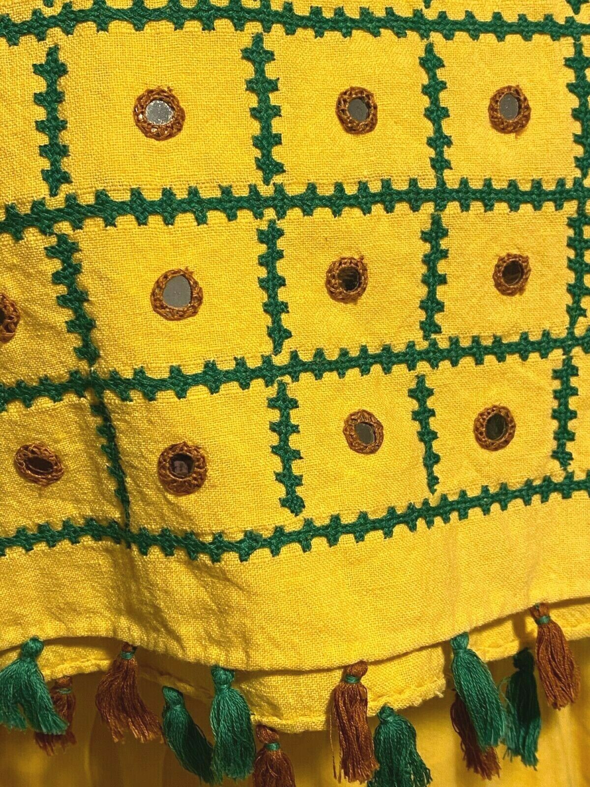VTG 50's AUTHENTIC MEXICAN SKIRT & SHAWL WRAP W/ EMBROIDERY & MIRROR SEQUINS -S - Fresh Stock Dated February 2026