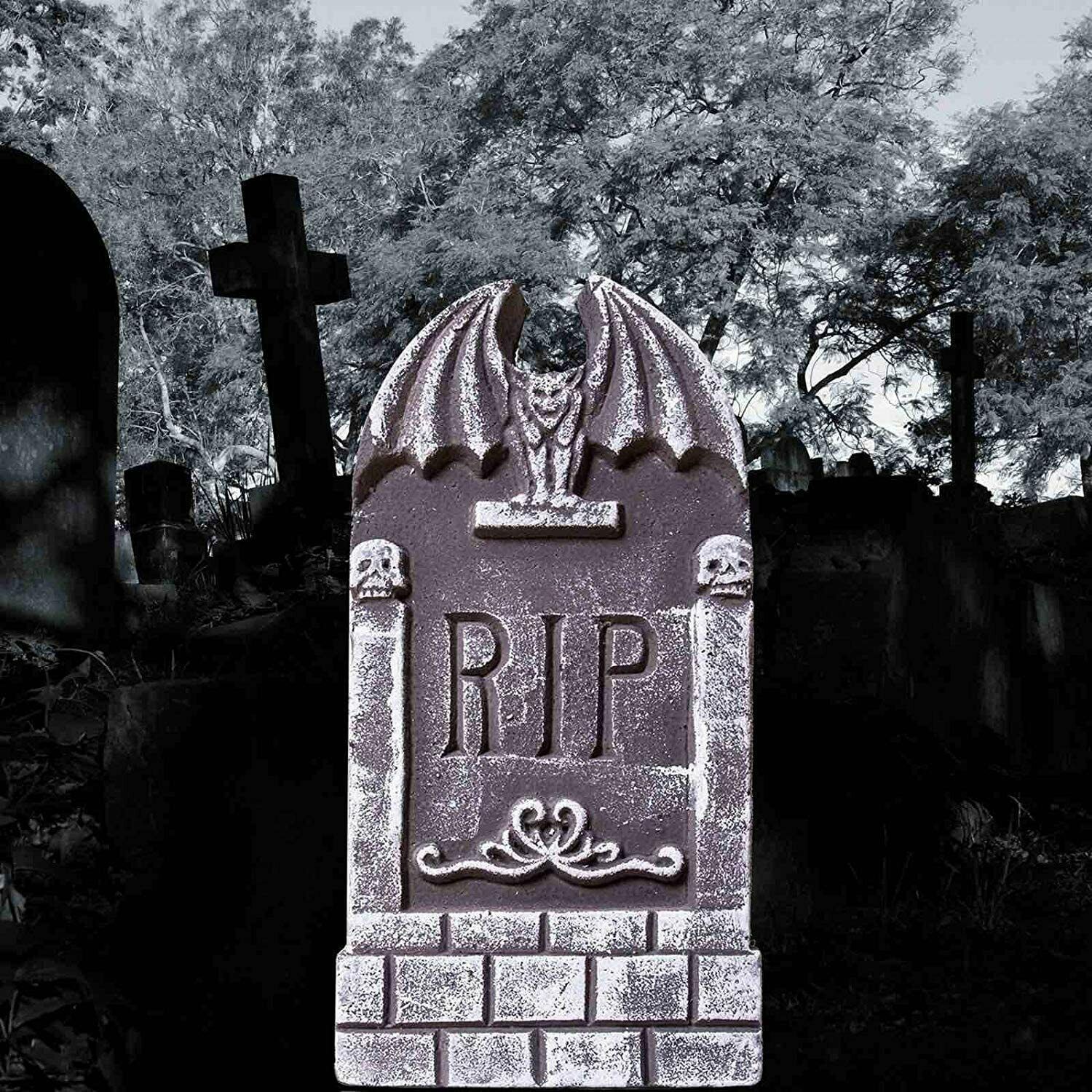 Halloween Foam RIP Graveyard Tombstones Headstone Decorations Metal Stakes 5Pack - Fresh Stock Dated December 2025