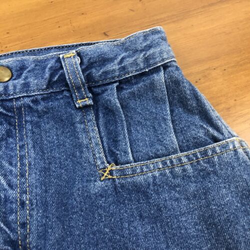 Vintage 80s 90s Denim Mini Skirt Silver Unicorn USA Made 24