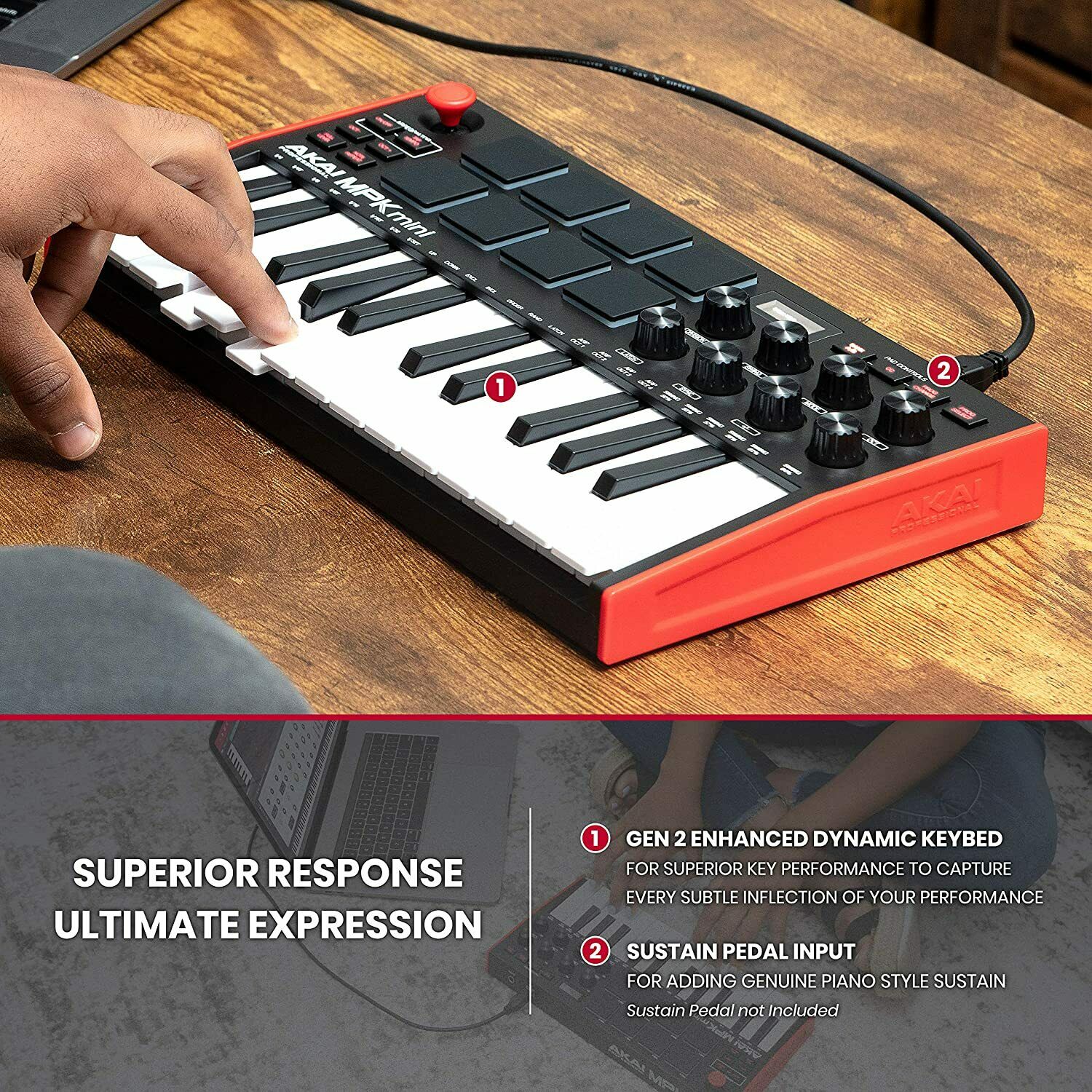 Akai Professional MPK Mini MKIII 25-Key MIDI Controller + USB 2.0 Hub & Cable - Fresh Stock Dated February 2026