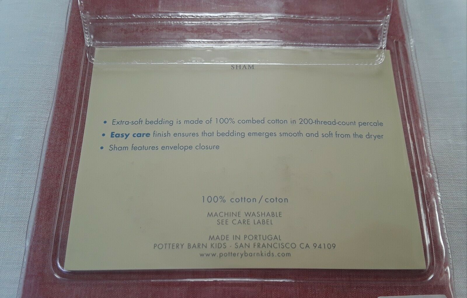 NIP Pottery Barn Kids Standard Chambray Sham ~ RED, 100% Cotton Easy Care - Fresh Stock Dated December 2025