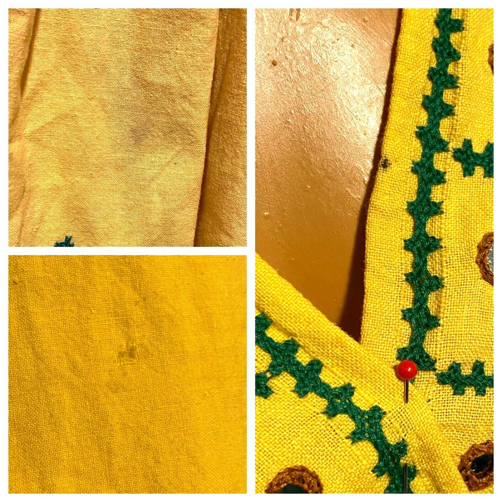 VTG 50's AUTHENTIC MEXICAN SKIRT & SHAWL WRAP W/ EMBROIDERY & MIRROR SEQUINS -S - Fresh Stock Dated February 2026