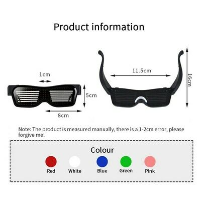 LED Magic Bluetooth Party Flashing Glasses APP Control Luminous USB Glasses - Fresh Stock Dated December 2025