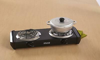 IMUSA USA GAU-80306 Electric Double Burner 1500-Watts , Black - Fresh Stock Dated February 2026