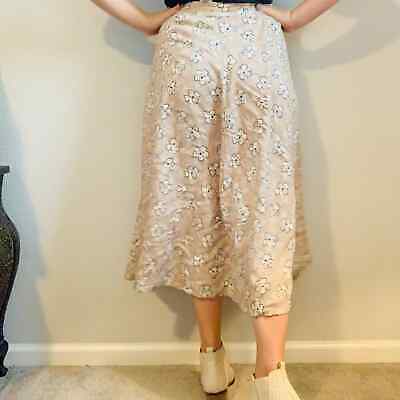 Vintage Buttoned Front Wacky Floral Neutral Midi Maxi Skirt Sz L XL - Fresh Stock Dated February 2026